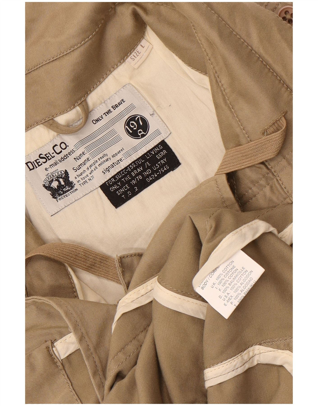 Diesel Herre Utility Jacket UK 40 Large Beige Cotton