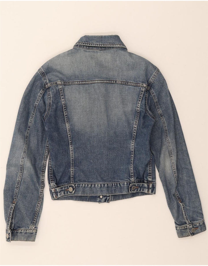 BENETTON Womens Crop Denim Jacket UK 12 Medium Blue Cotton Vintage Benetton and Second-Hand Benetton from Messina Hembry 
