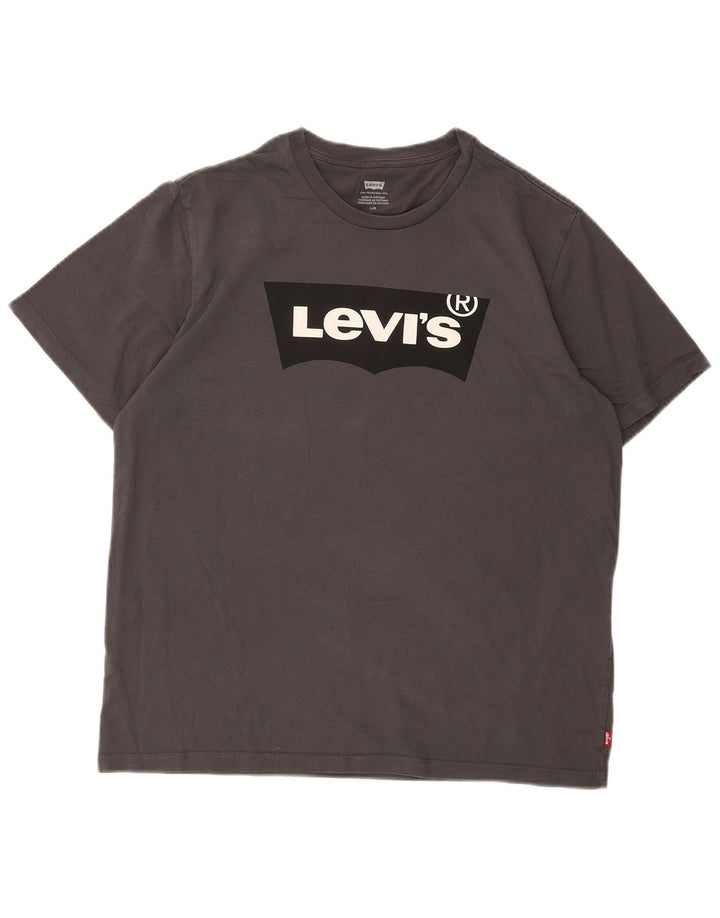 LEVI'S Mens Graphic T-Shirt Top Large Grey Cotton