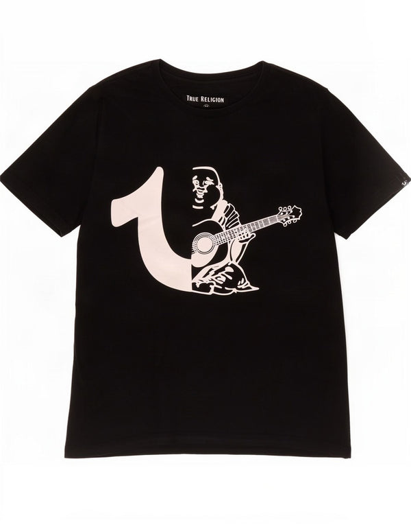 True Religion Herre grafisk T-shirt Top Medium Sort Bomuld