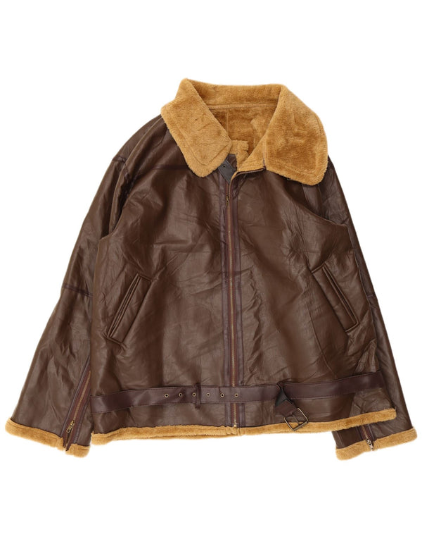 Vintage Herre Sherpa Læderjakke UK 42 XL Brun