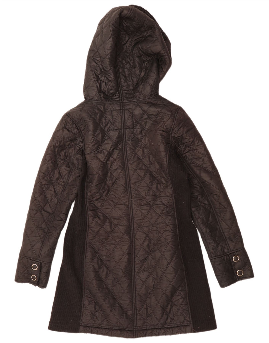 PRANA Womens Hooded Quilted Jacket UK 14 Medium Black Polyester