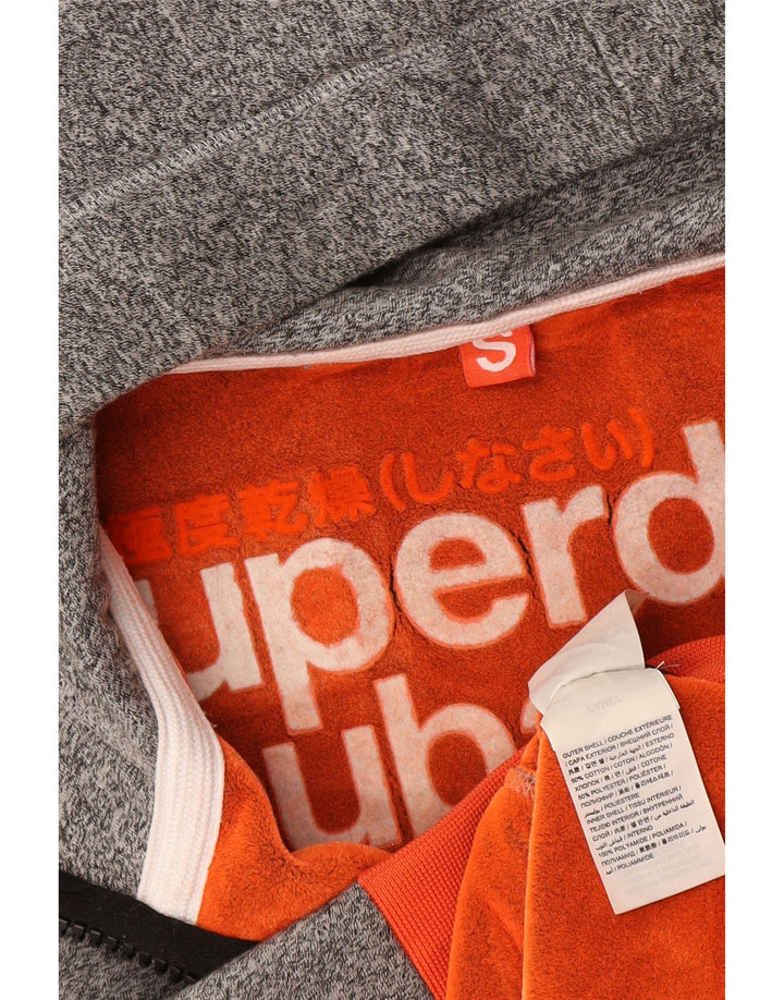SUPERDRY Hættetrøje med lynlås til mænd, lille grå flækket bomuld