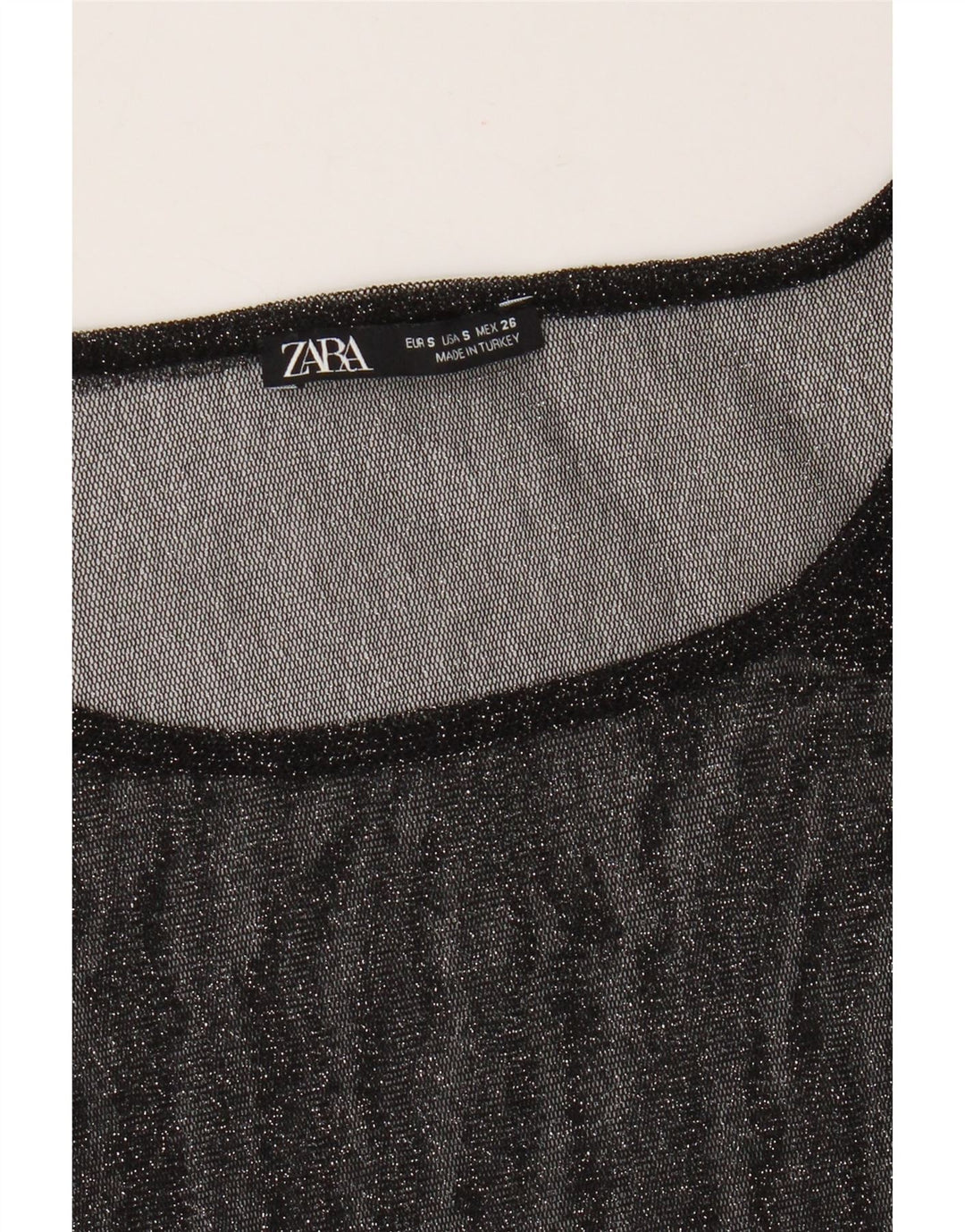 Zara Dame Oversized Se Through Top Langærmet UK 10 Lille Sort