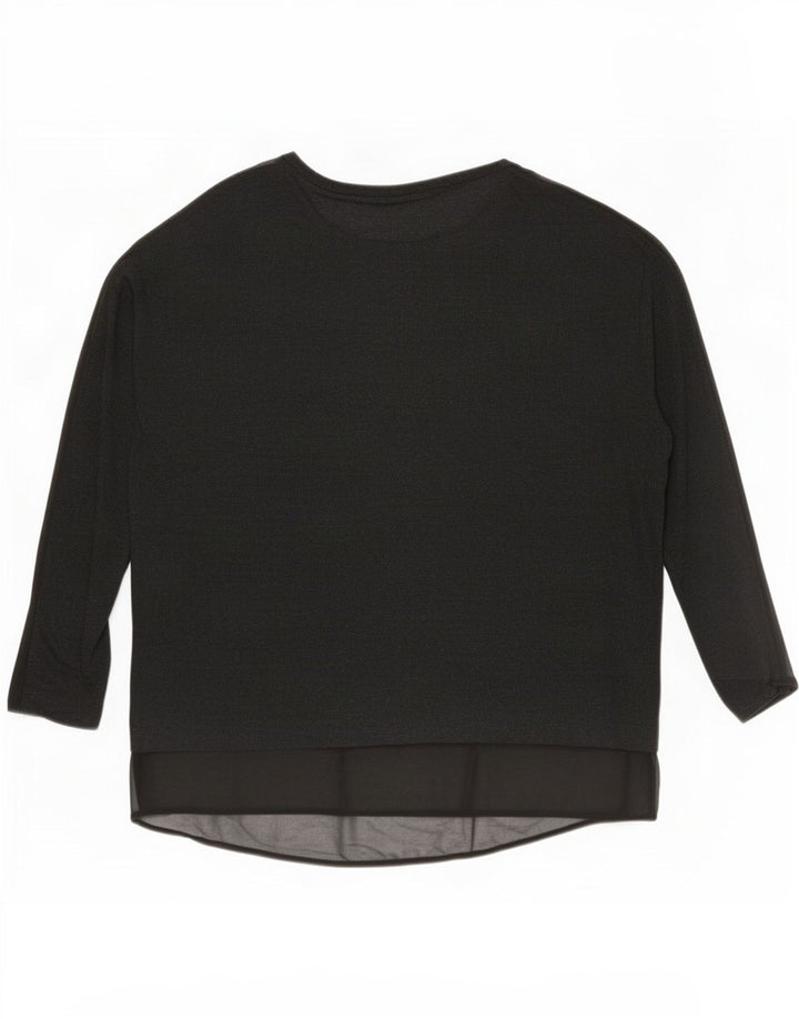 Zara Dame Oversized Top Langærmet UK 14 Medium Sort Viscose