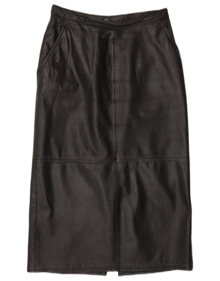 VINTAGE lædernederdel til kvinder UK 10 Small W26 sort læder