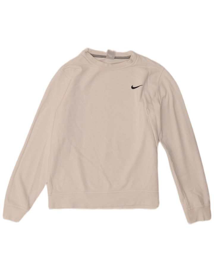 Nike Dame Sweatshirt Jumper UK 16 Stor hvid bomuld