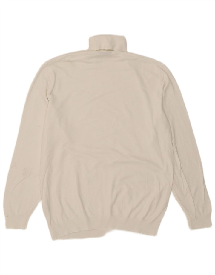 Zara Dame Roll Neck Jumper Sweater UK 16 Large White Viscose
