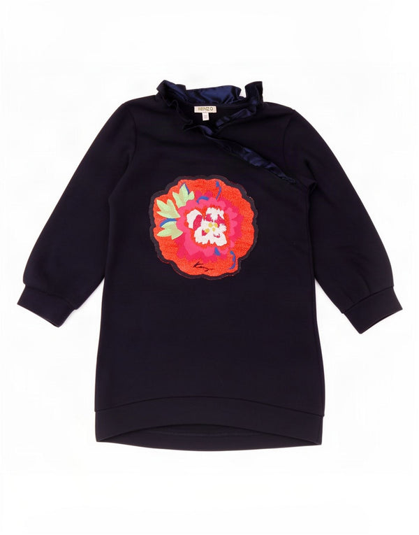 Kenzo Girls Grafisk Sweatshirt Jumper Kjole 5-6 år Navy Blue Floral