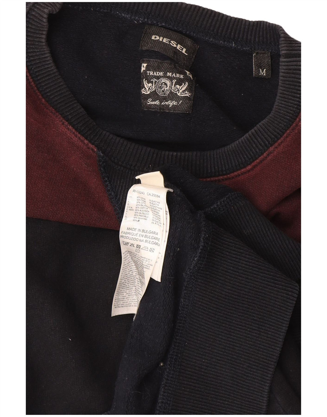 Diesel Herre Sweatshirt Jumper Medium Marineblå Colourblock Bomuld