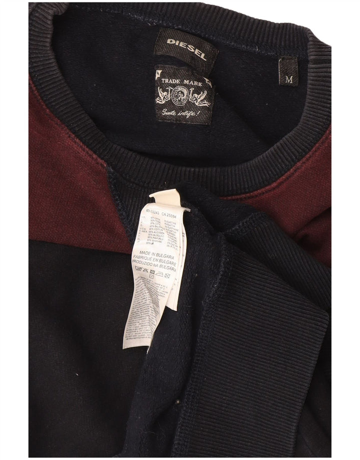 Diesel Herre Sweatshirt Jumper Medium Marineblå Colourblock Bomuld