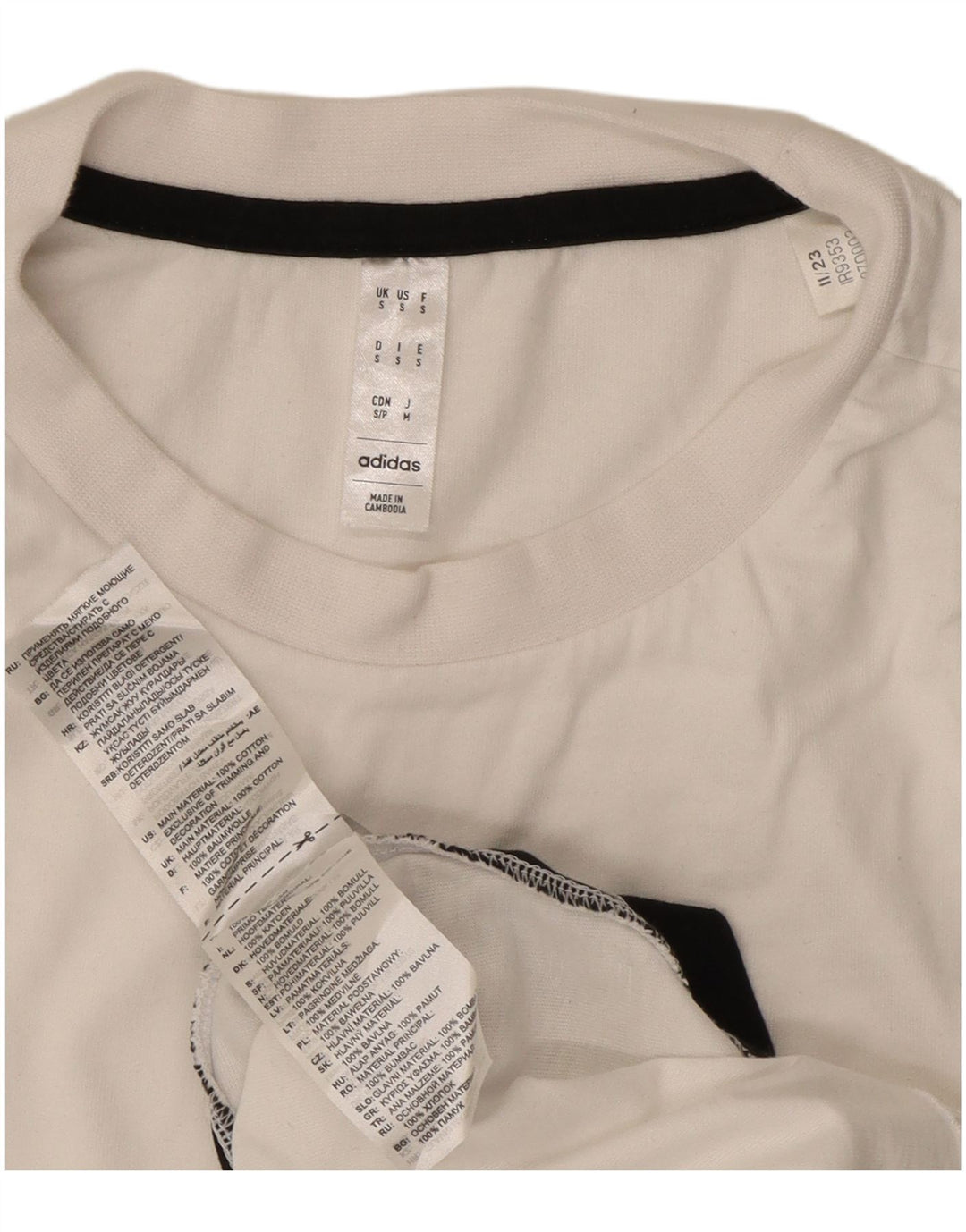 ADIDAS Mens T-Shirt Top Small White Colourblock Cotton