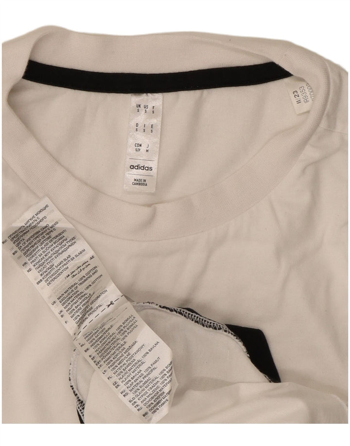 ADIDAS Mens T-Shirt Top Small White Colourblock Cotton