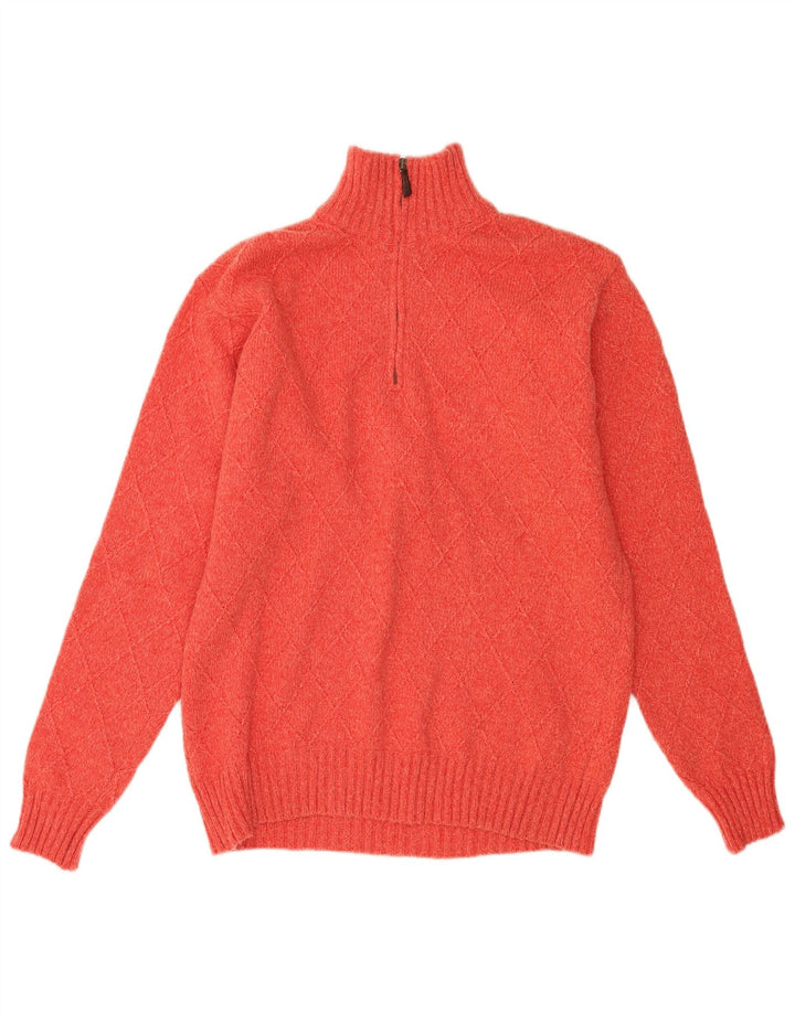 Marlboro Classics Herre Zip Neck Jumper Sweater Medium Orange Flecked Uld