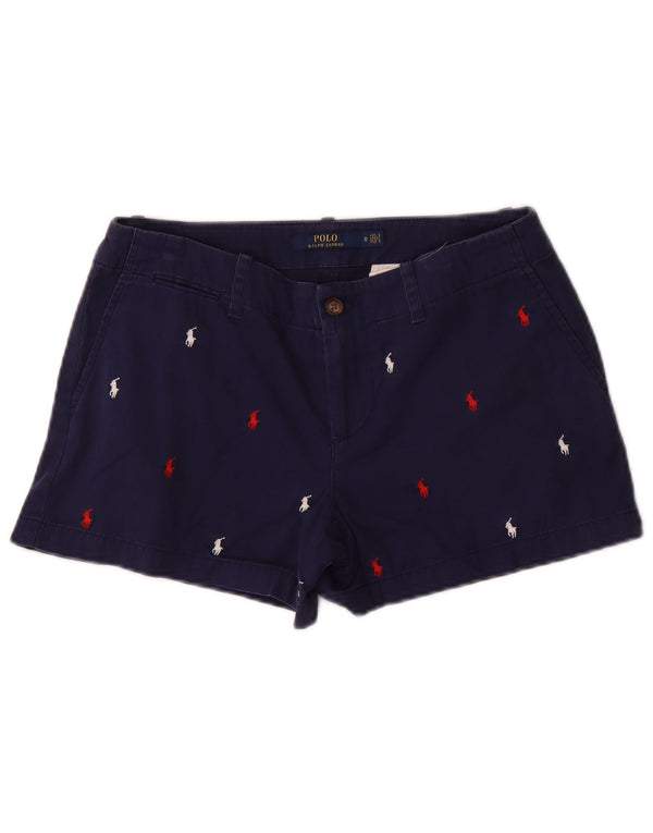 POLO RALPH LAUREN Chino-shorts til kvinder US 0 XS W30 Marineblå plettet