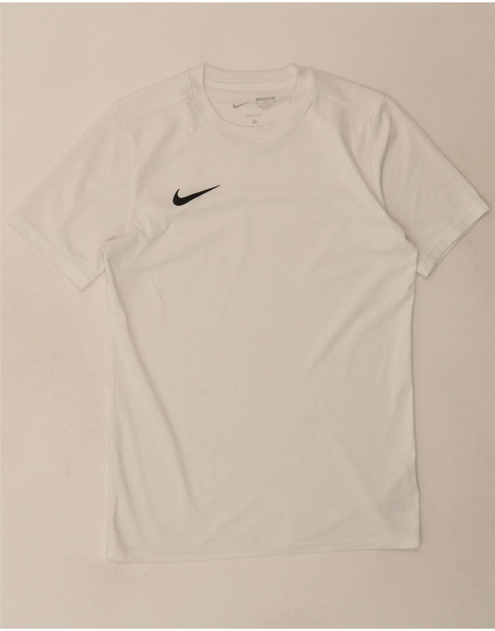 NIKE Mens Dri Fit Slim Fit T-Shirt Top Medium White Polyester Vintage Nike and Second-Hand Nike from Messina Hembry 