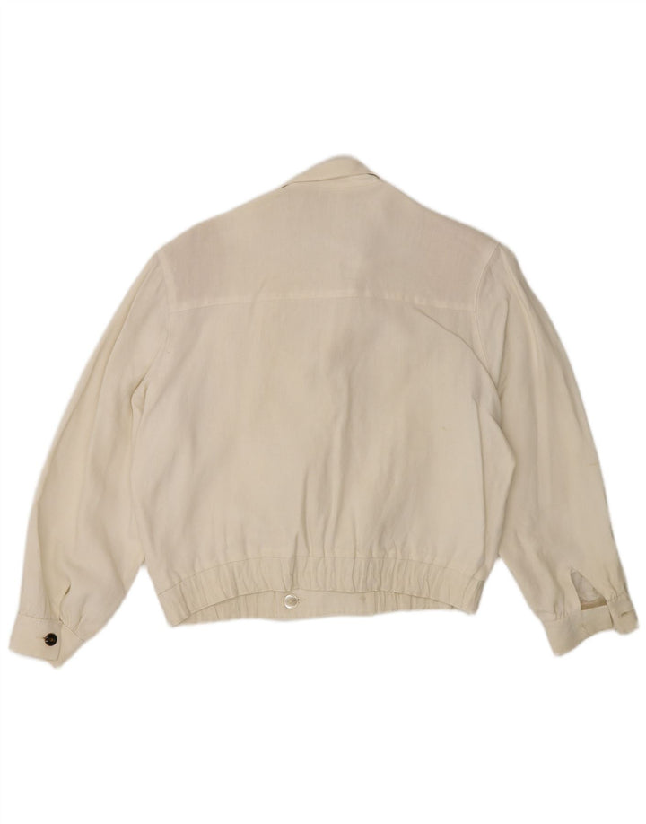 Vintage dobbeltradet blazerjakke til kvinder EU 38 Medium Off White