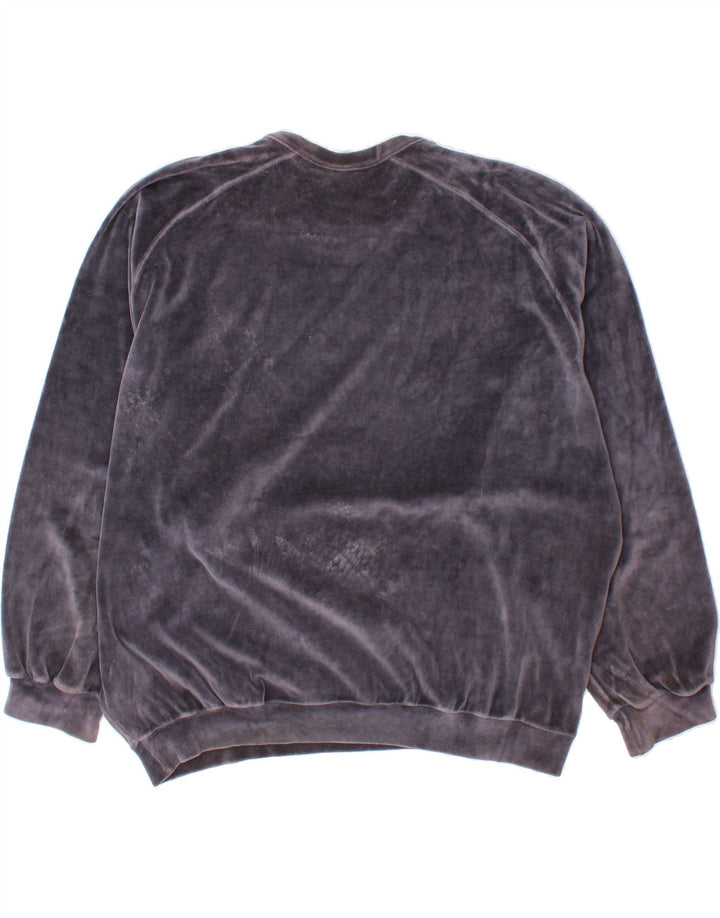 VINTAGE Womens Velour Oversized Sweatshirt Jumper UK 16 Large Purple Vintage Vintage and Second-Hand Vintage from Messina Hembry 