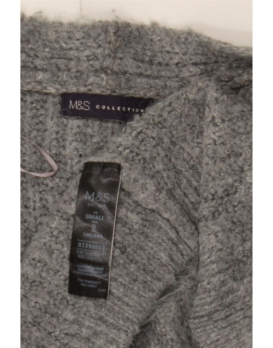 Marks & Spencer Dame Longline Åben Cardigan Sweater UK 10 Small Grey