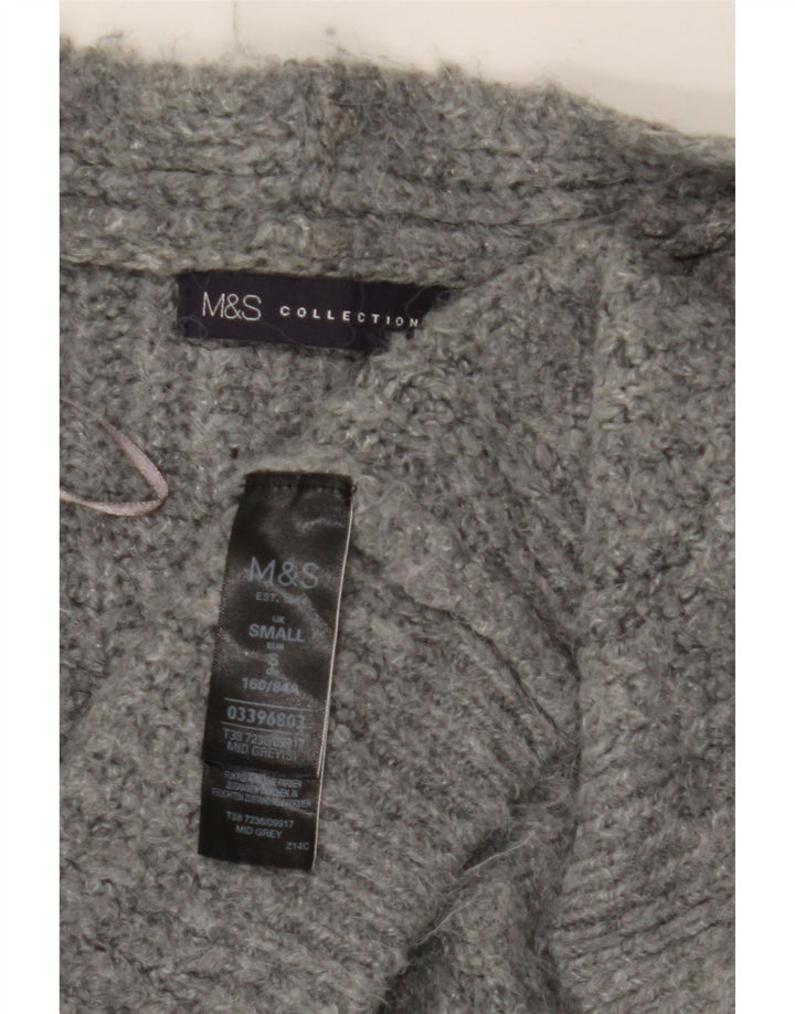 Marks & Spencer Dame Longline Åben Cardigan Sweater UK 10 Small Grey