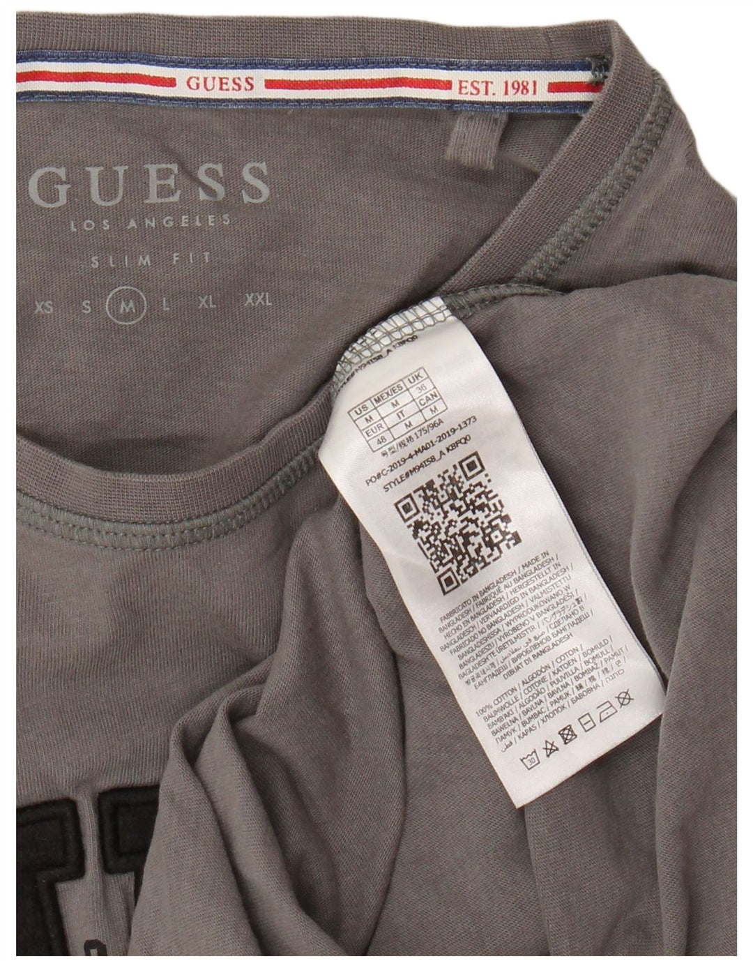 Guess Herre Slim Fit Grafisk T-shirt Top mellemgrå bomuld