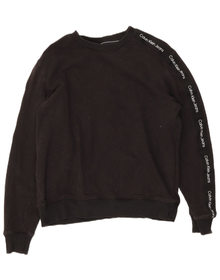 Calvin Klein Jeans Dame Grafisk Sweatshirt Jumper UK 12 Medium Sort