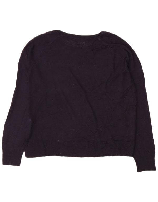 Zara Womens Boat Neck Jumper Sweater UK 14 Medium Navy Blue Viscose