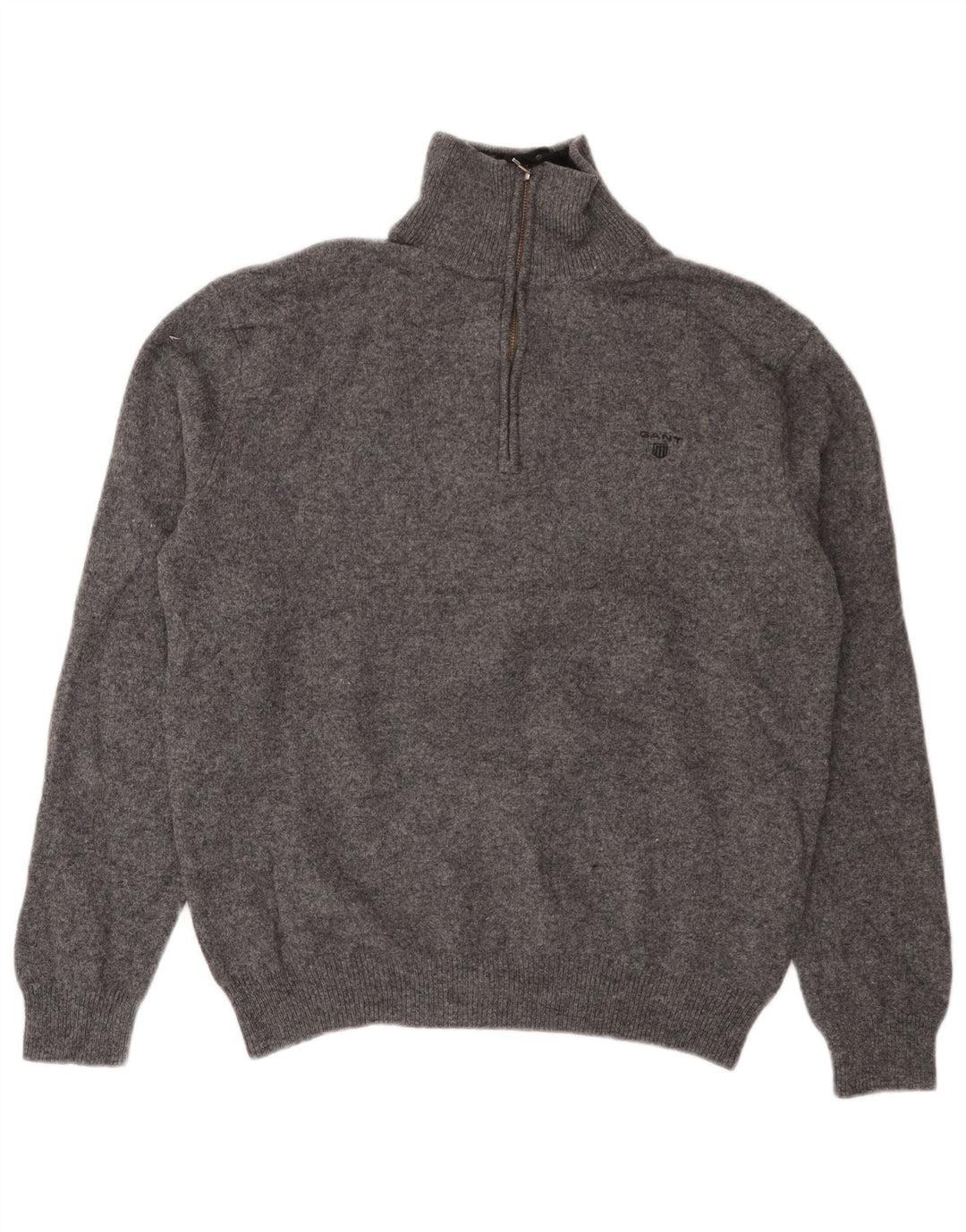 GANT Herre Zip Neck Jumper Sweater 2XL Grå lammeuld