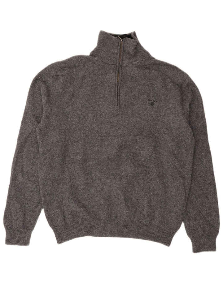 GANT Herre Zip Neck Jumper Sweater 2XL Grå lammeuld