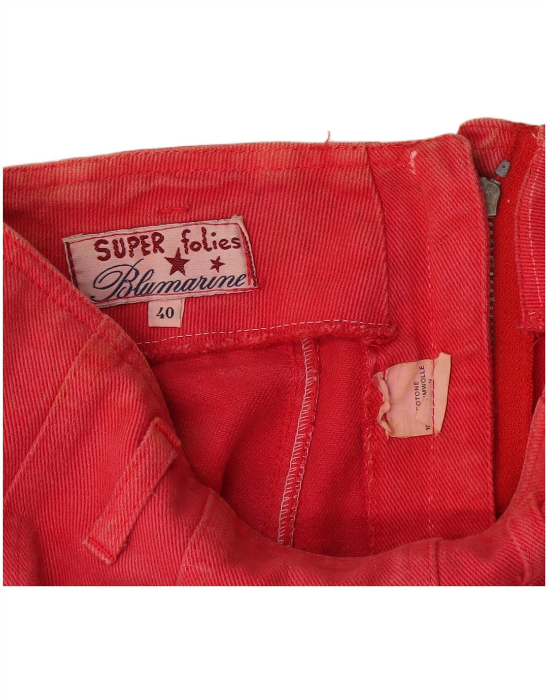 Blumarine Dame Denim Nederdel IT 40 Small W27 Rød Bomuld