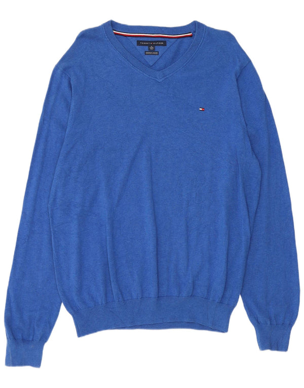 Tommy Hilfiger Herre V-hals sweater XL Blå Bomuld
