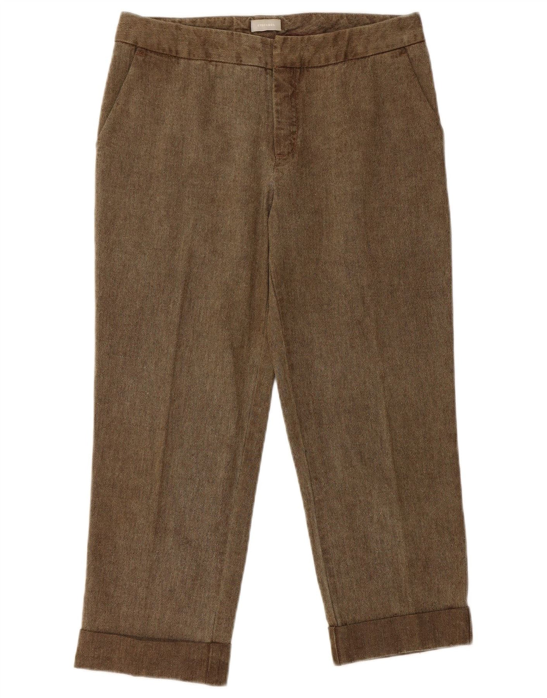 Stefanel Womens Cropped Trousers EU 36 Small W28 L21 Brown Sildeben