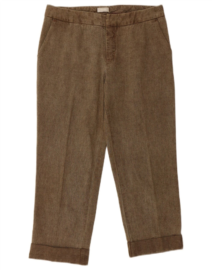 Stefanel Womens Cropped Trousers EU 36 Small W28 L21 Brown Sildeben