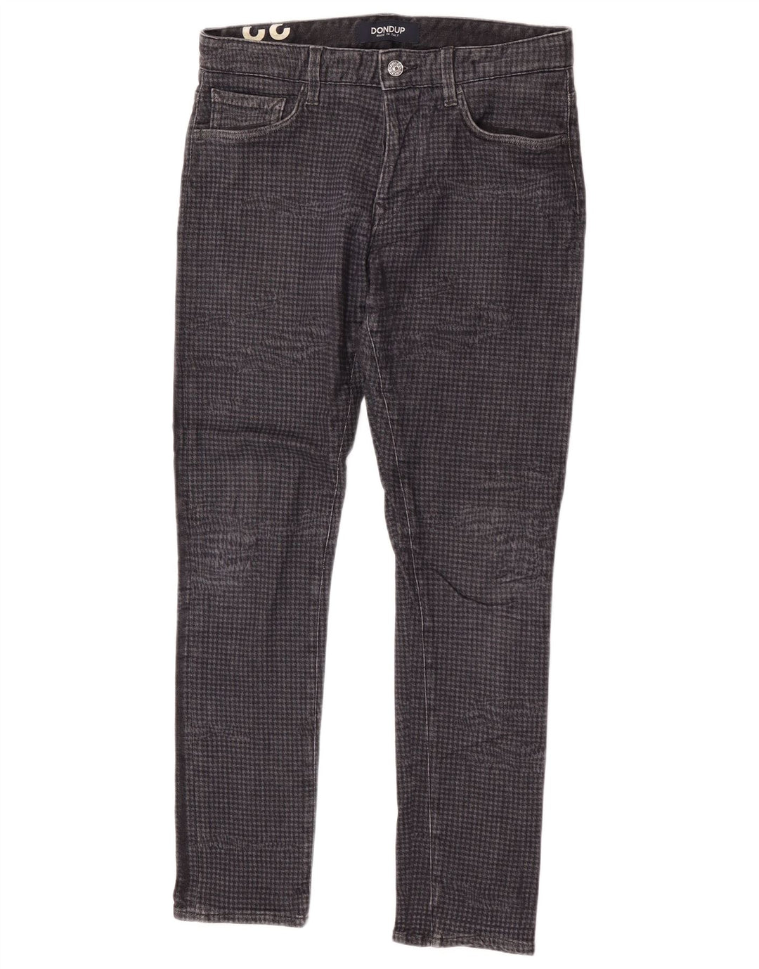 Dondup Herre Slim Jeans W32 L30 Grå Houndstooth Bomuld