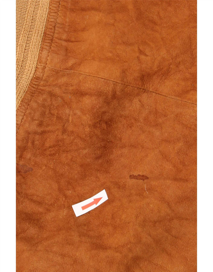 Vintage herre ruskind bomberjakke IT 52 XL Brun Colourblock