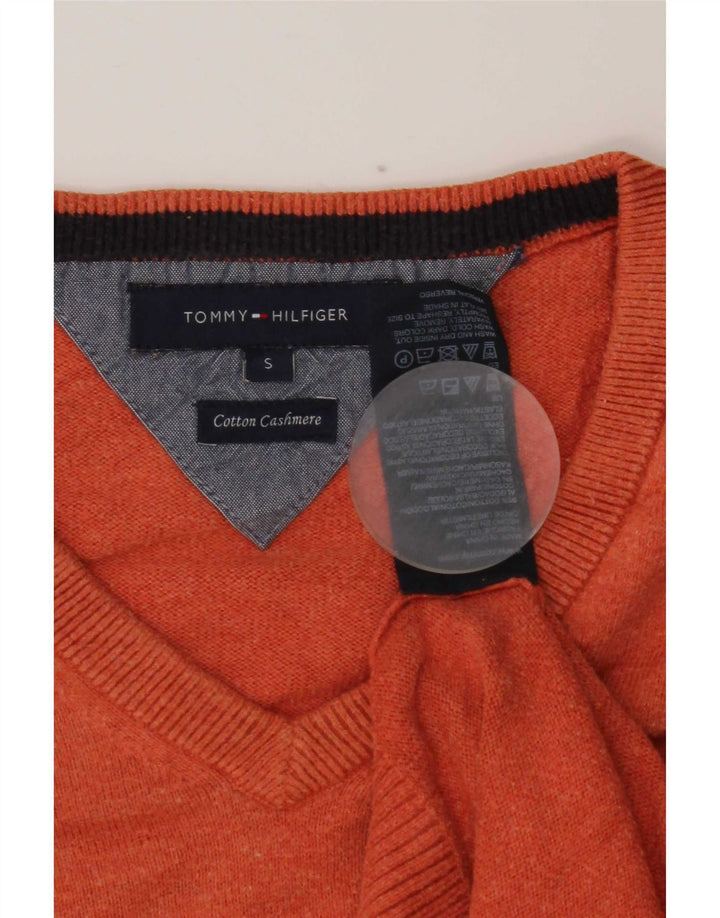Tommy Hilfiger Herre V-hals sweater Small Orange Bomuld