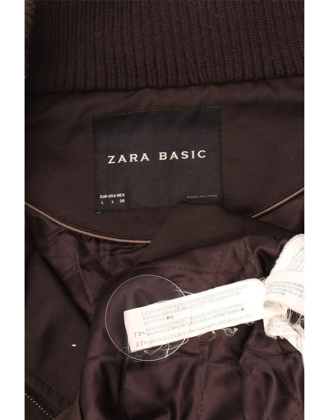 Zara Dame Windbreaker Jacket UK 14 Stor Brun Bomuld