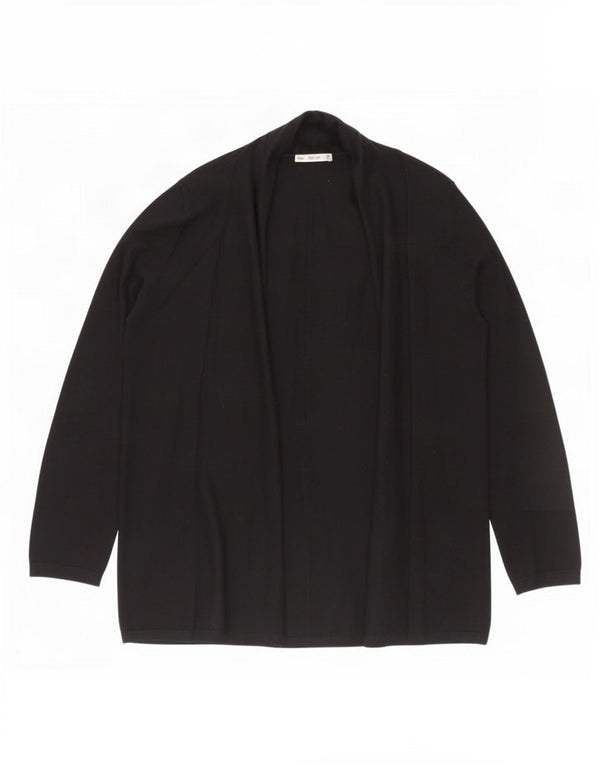 Zara Womens Open Cardigan Sweater UK 14 Large Black Viscose