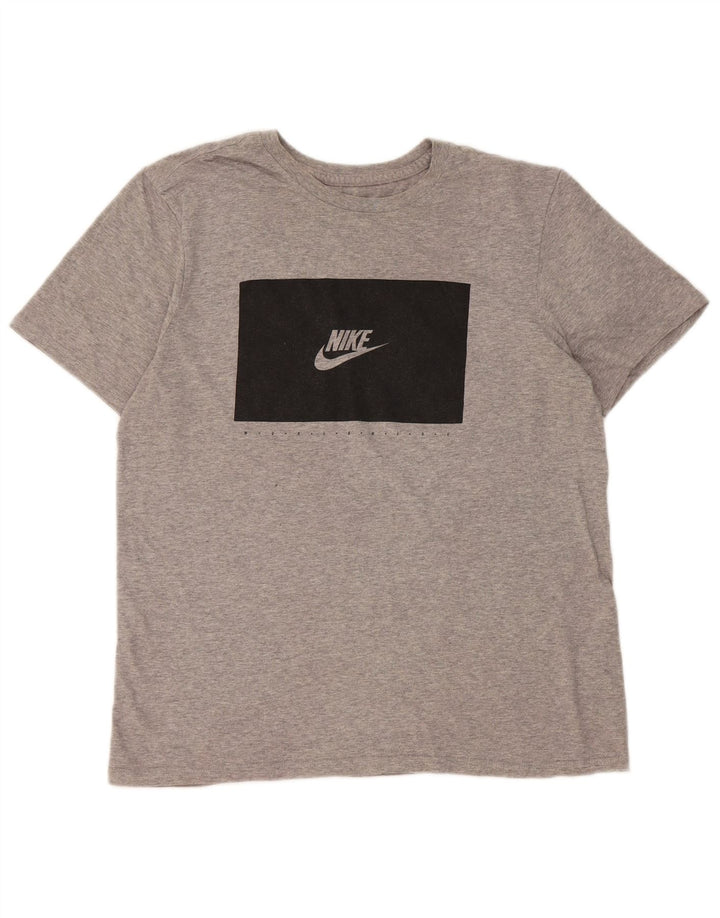 Nike Herre Athletic Cut Grafisk T-Shirt Top Medium Grey Flecked Bomuld