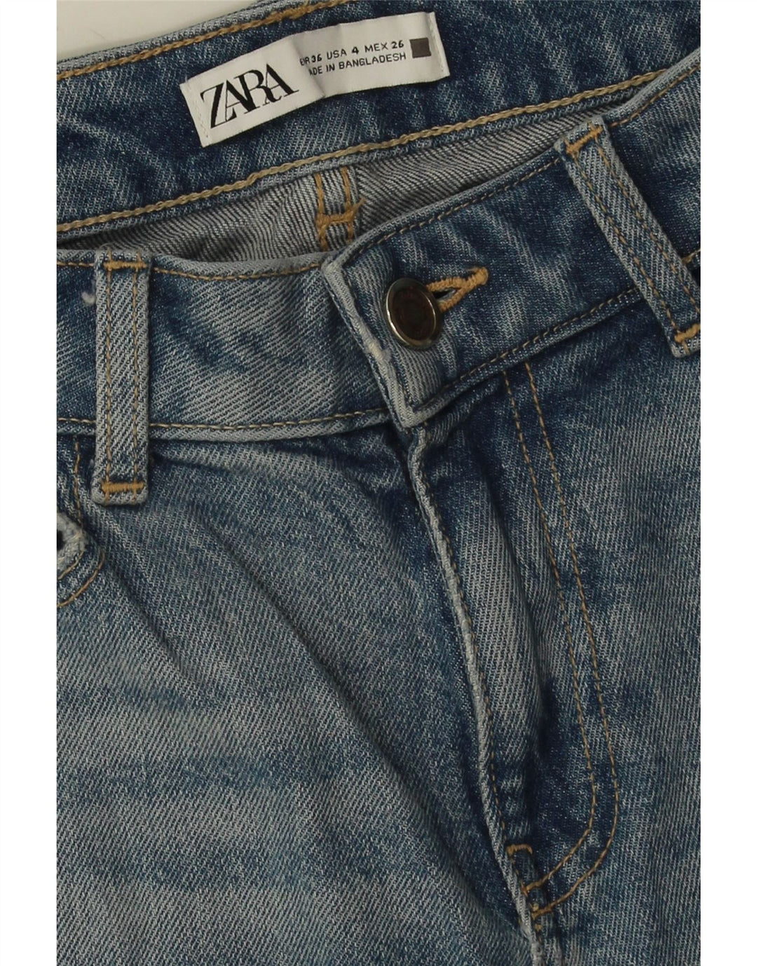 Zara Dame Distressed Slim Jeans EU 36 XS W26 L28 Blå