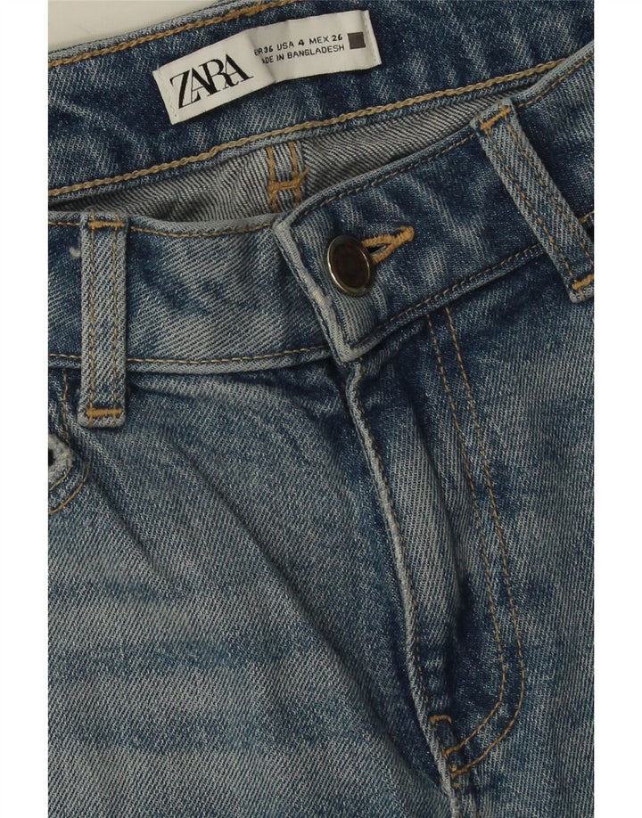 Zara Dame Distressed Slim Jeans EU 36 XS W26 L28 Blå