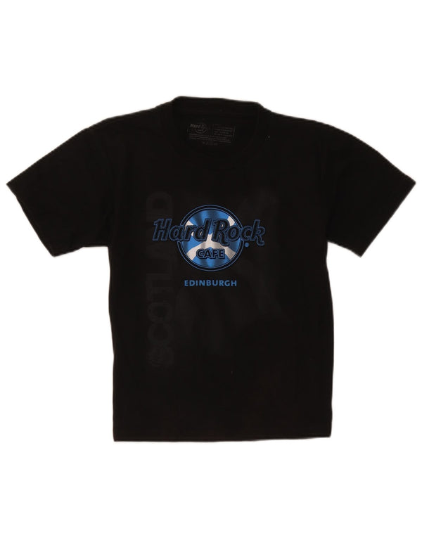 Hard Rock Cafe Dame Edinburgh Grafisk T-Shirt Top UK 10 Lille Sort