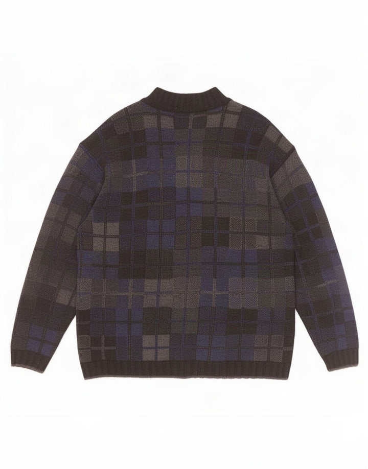 Mapier Herre Cardigan Sweater Stor Blå Geometrisk