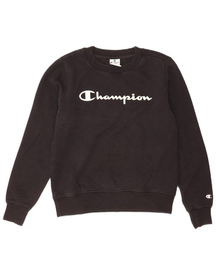 Champion Womens Grafisk Oversized Sweatshirt Jumper UK 10 Small Black