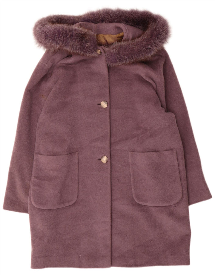 Armorica Dame Hætte Oversized Overfrakke IT 46 Stor Lilla Uld