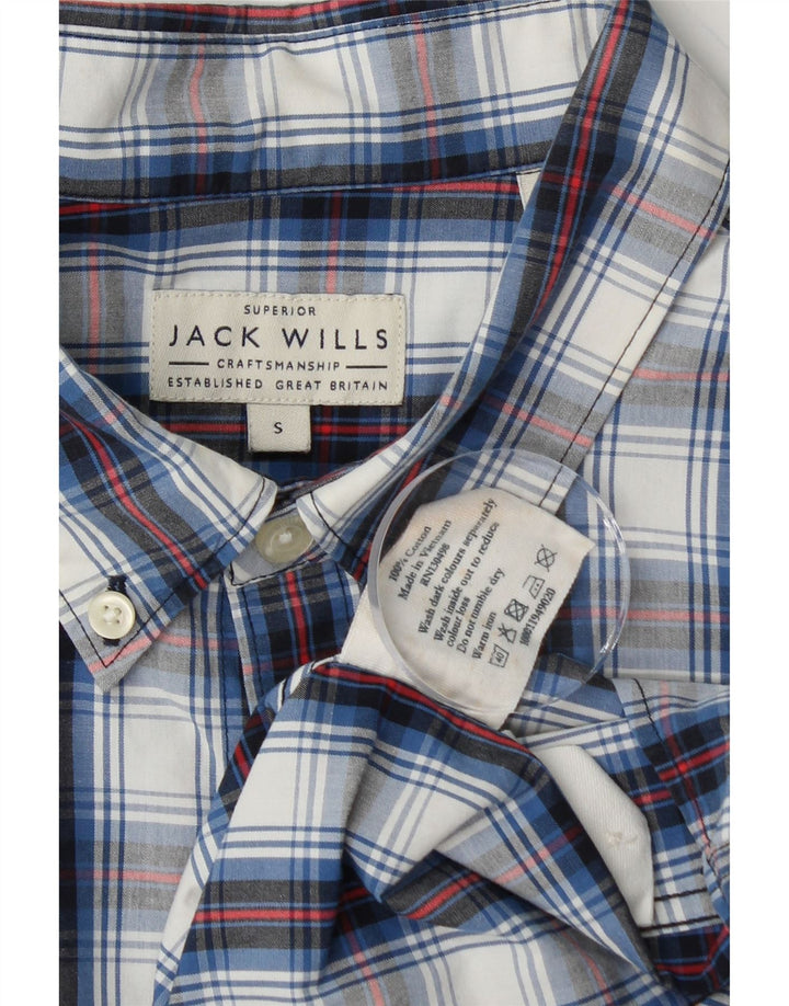 JACK WILLS Mens Shirt Small Blue Check Cotton