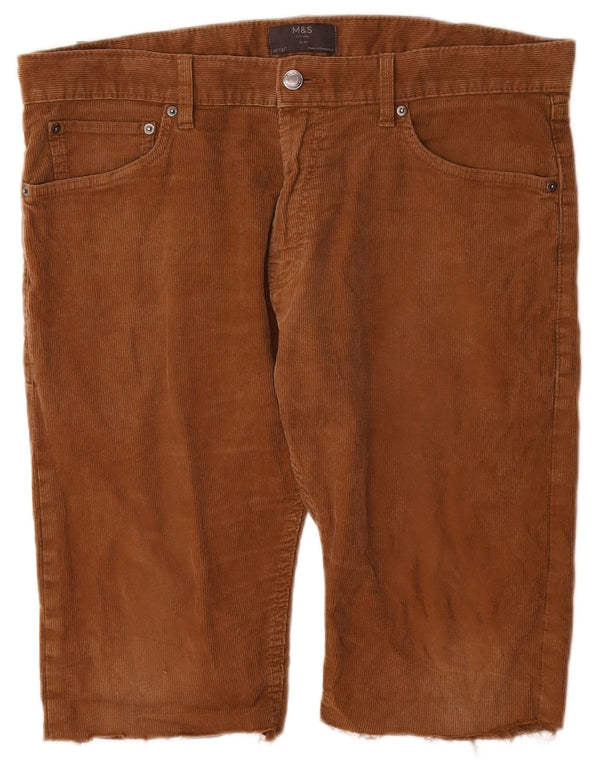 Marks & Spencer Herre Slim Corduroy Shorts W36 Large Brown