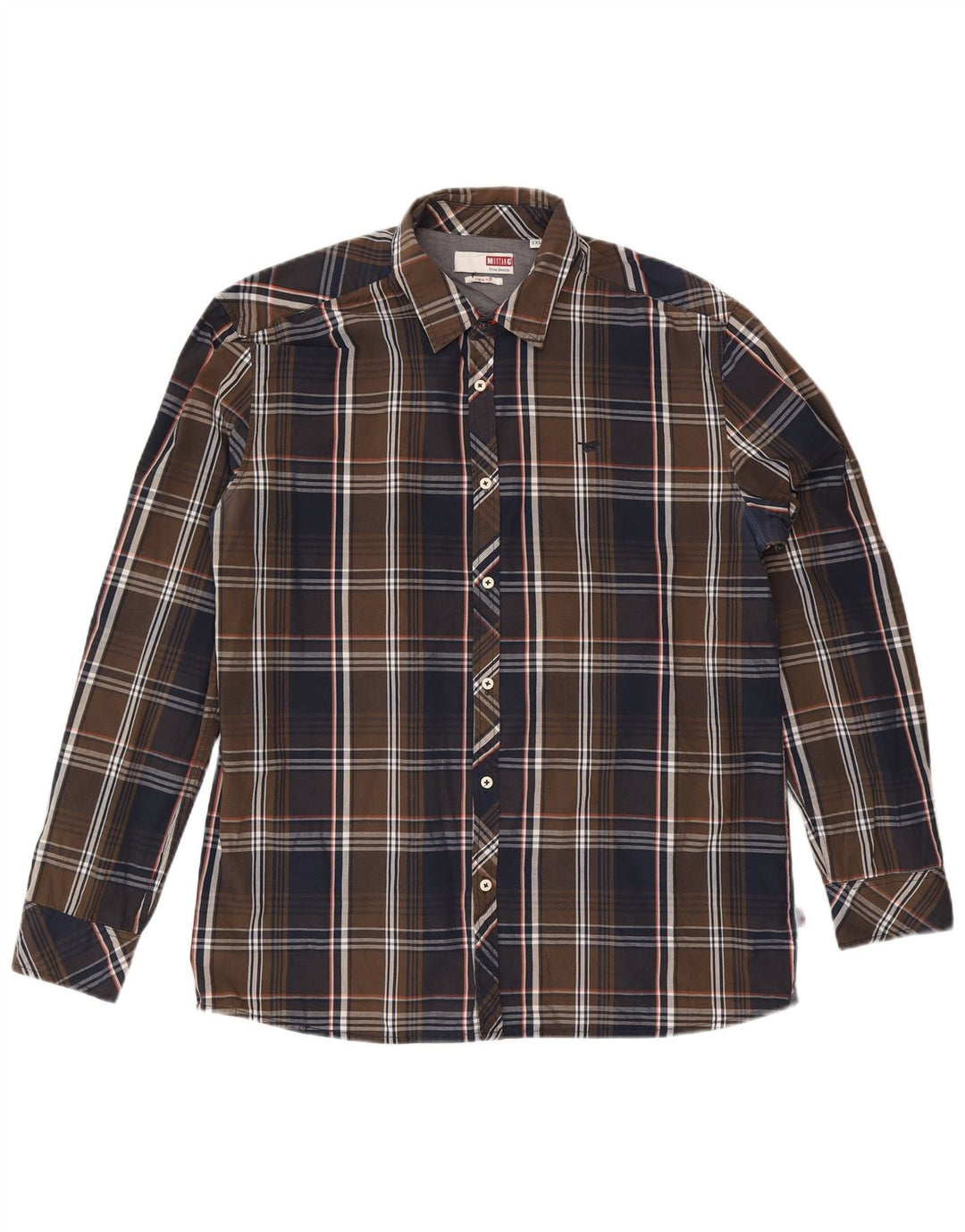 Mustang herre Slim Fit skjorte 2XL brun ternet bomuld