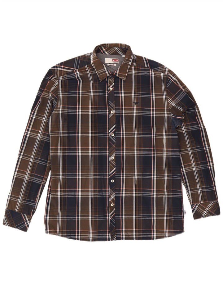 Mustang herre Slim Fit skjorte 2XL brun ternet bomuld