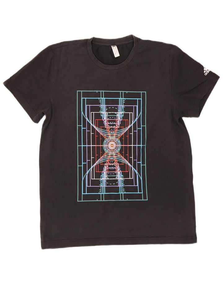 Adidas Herre Climalite grafisk T-shirt top mellem sort bomuld